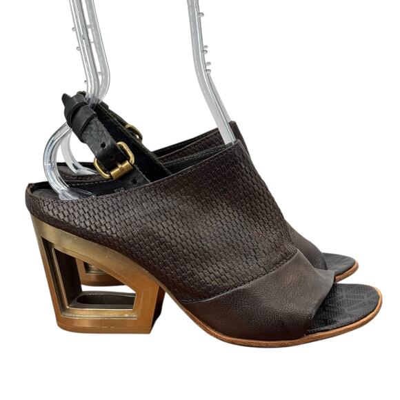 A.S.98 Shoes - A.S.98 Parley Cutout Heels Sandals Women SZ 8 Brown Leather Modern Lagenlook Art
